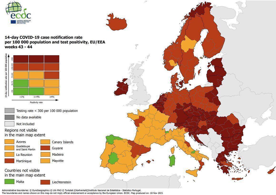 Mappa Ecdc Calabria Rosso