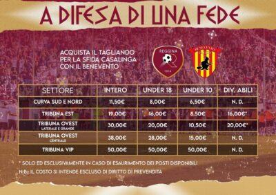 Prezzi Reggina Benevento