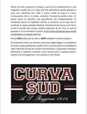 Comunicato Curva Sud