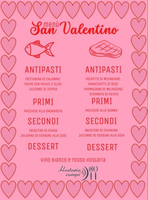 San Valentino Menù Hostaria