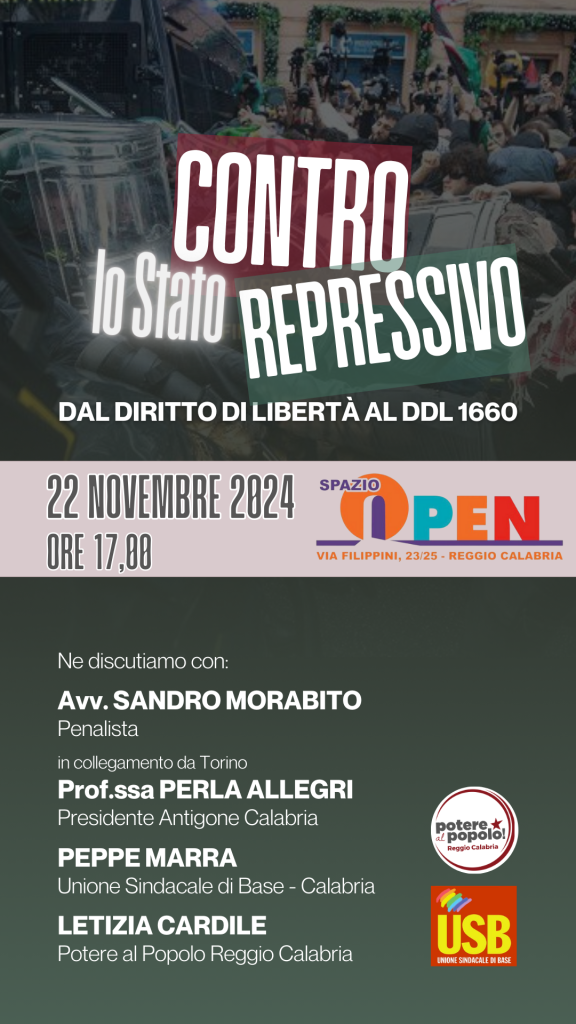 CONTRO LO STATO REPRESSIVO (La tua storia)