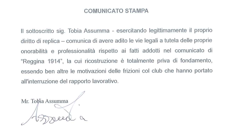 comunicato tobia assumma