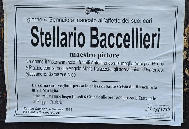 manifesto funebre stellario baccellieri funerali