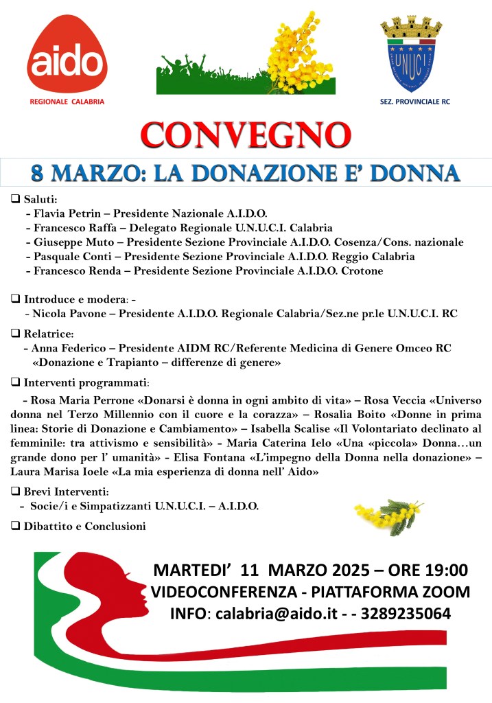 Poster Convegno Marzo MARZO LA DONAZIONE E' DONNAI ()